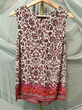 Adrianna Papell Floral Top with Red and Brown Hues